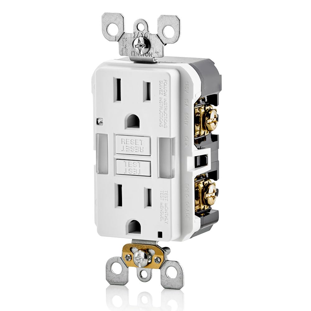 Leviton GFCI Receptacle with Guidelight, 15 Amp Tamper-Resistant with LED Indicator Light, Self Test, GFNL1-00W, White