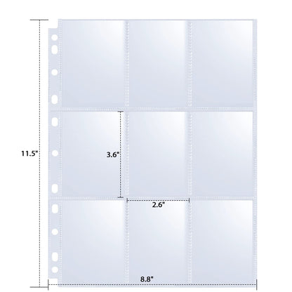 360 Pockets Trading Card Sleeves - Double-Sided 9 Pocket Page Protector, Ultra-Clear Card Sheets for 3 Ring Binder, Sleeves for Game Yugioh/MTG, Baseball, Business Cards, Coupons