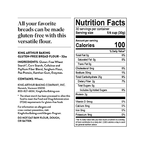 King Arthur Gluten-Free Bread Flour – 1:1 Replacement for Yeast Breads, 2 lb Bag