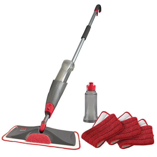 Rubbermaid Microfiber Reveal Spray Mop Floor Cleaning Kit with 3 Microfiber Wet Pads, 1 Solution Refillable Bottles for Wet & Dry Use, Washable & Reusable Pads, Cordless, for All Floor Types - Available at All In One Marketplace Canada