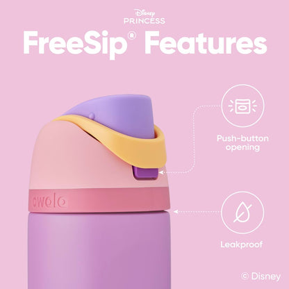 Owala Disney Princess FreeSip Insulated Stainless Steel Water Bottle with Straw for Sports and Travel, BPA-Free Sports Water Bottle, 24 oz, Rapunzel
