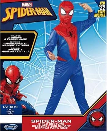 Marvel Spider-Man Official Youth Halloween Costume - Printed Jumpsuit with Fabric Mask (S) Red