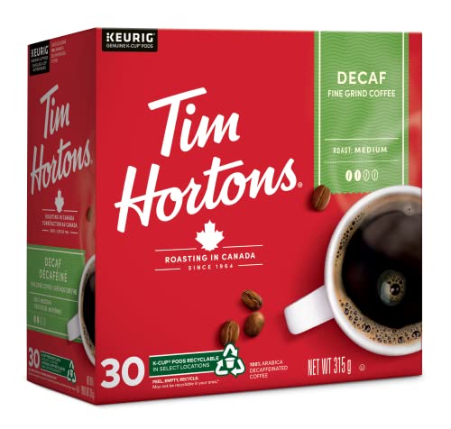 Tim Hortons Decaf Medium Roast Coffee K-Cup Pods, 30 Count