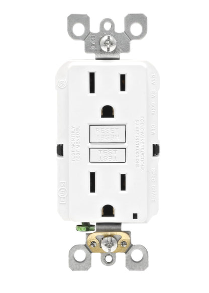 Leviton GFCI 2-Pack, 15 Amp Non Tamper Resistant Receptacle, Smartlock Pro Duplex, GFNT1-02W, White Leviton