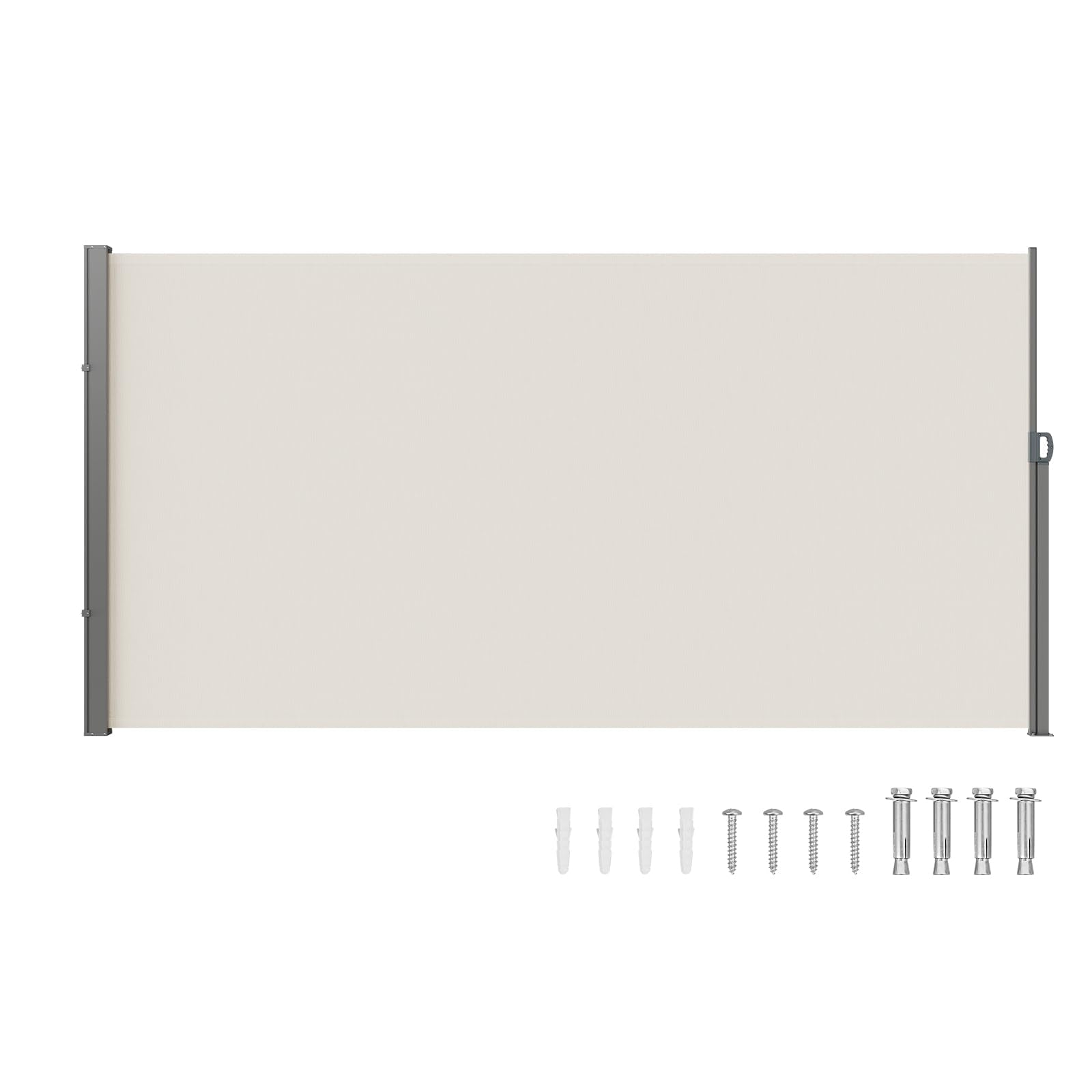 VEVOR Retractable Side Awning, 71''x 138'' Outdoor Privacy Screen, 180g Polyester Water-Proof Retractable Patio Screen, UV 30+ Room Divider Wind Screen for Patio, Backyard, Balcony, Beige VEVOR
