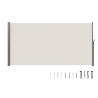 VEVOR Retractable Side Awning, 71''x 138'' Outdoor Privacy Screen, 180g Polyester Water-Proof Retractable Patio Screen, UV 30+ Room Divider Wind Screen for Patio, Backyard, Balcony, Beige VEVOR