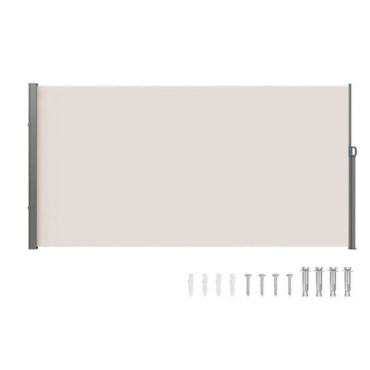 VEVOR Retractable Side Awning, 71''x 138'' Outdoor Privacy Screen, 180g Polyester Water-Proof Retractable Patio Screen, UV 30+ Room Divider Wind Screen for Patio, Backyard, Balcony, Beige VEVOR