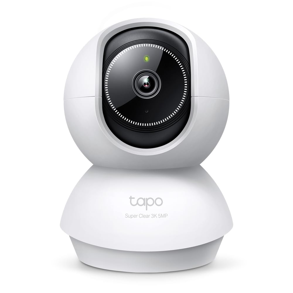 Tapo 3K 5MP Pan/Tilt Security WiFi Camera, Baby & Pet Camera, 360° Motion Tracking, 2-Way Audio, 40Ft. Night Vision, Cloud & Local Storage (Up to 512 GB), Works w/Alexa & Google (Tapo C230)