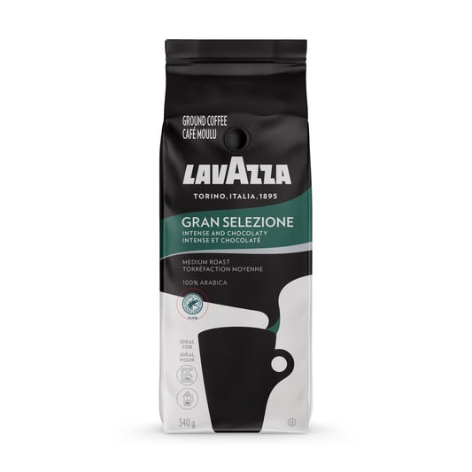 Mélange de café moulu Lavazza Gran Selezione – Sachet de 340 g – Sans OGM, notes de dégustation chocolatées et arôme corsé 🍁 All In One Marketplace Canada