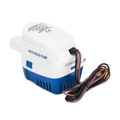 Dontmiss 1100GPH Automatic Submersible Bilge Pump,12V Boat Bilge Pump with Float Switch, High-Flow 3-Blade Impeller, Snap-Off Strainer, 1 1/8'' Outlet - Compact All-in-One for Boats, RV, Ponds & Pools