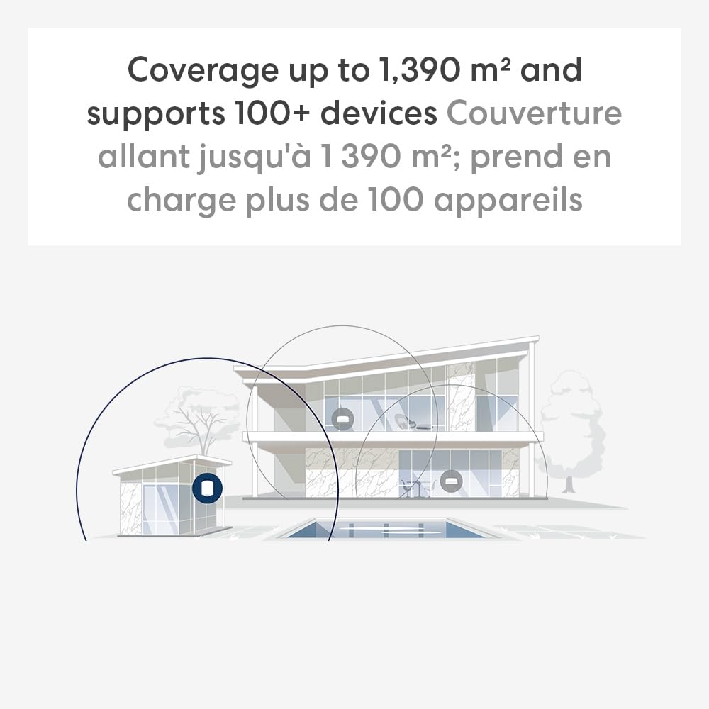 Amazon eero Outdoor 7 dual-band mesh wifi router (newest model), Weatherproof rating of IP66, Coverage up to 1,390 m² outdoors, 1-pack, Includes 30W PoE+ adaptor