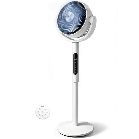 Levoit Standing Fan for Bedroom, CirculAir 120° Oscillating, Quiet 20dB, 9 Speeds, 4 Modes, DC Motor, 2 in 1 Pedestal & Tabletop, 82ft, Remote Control, Sensor, 9H Timer, 908CFM Ultra-High Airflow