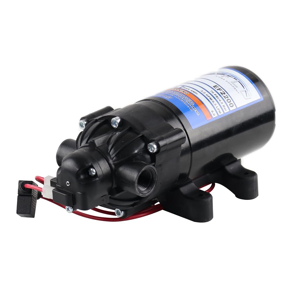 Everflo 12V On-Demand Diaphragm Sprayer Pump - 2.2GPM, 70 PSI, 3/8" FNPT Ports Everflo