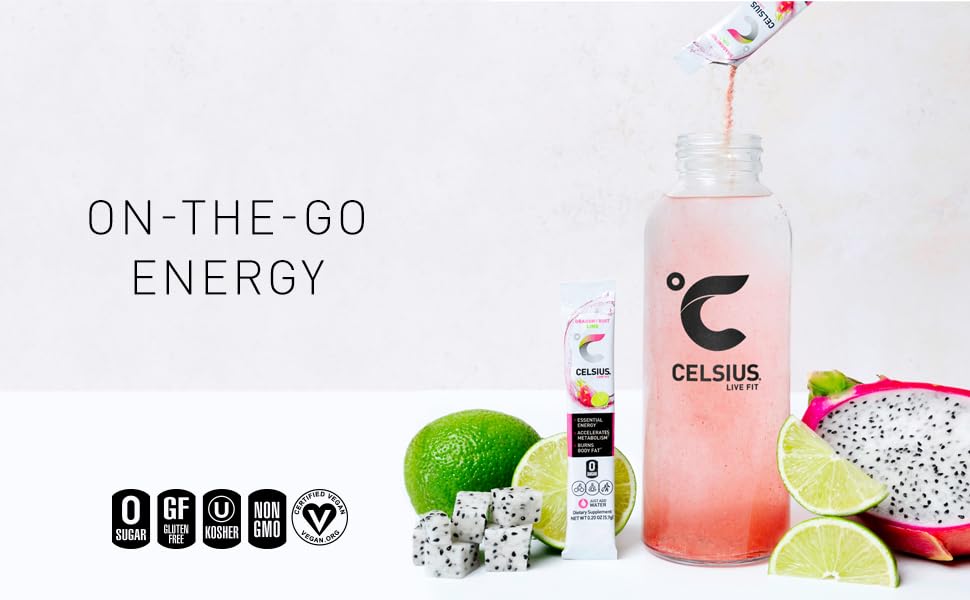 CELSIUS Dragonfruit Lime Energy Drink Powder Stick Packs - 14 Count