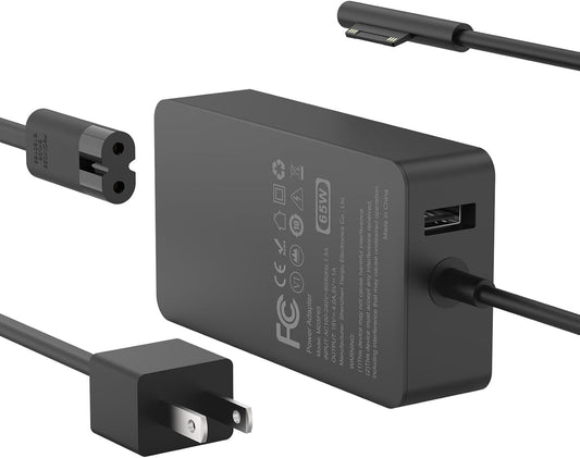 IFEART 65W Laptop Charger Compatible with Surface Pro 11/10/ 9/8/ 7+/ 7/6/ 5/4/ 3/ X, Power Adapter for Surface Laptop 7/6/5/4/3/2/1, Book 3/2/1, Go Tablet, Support 44W, 36W, 10FT