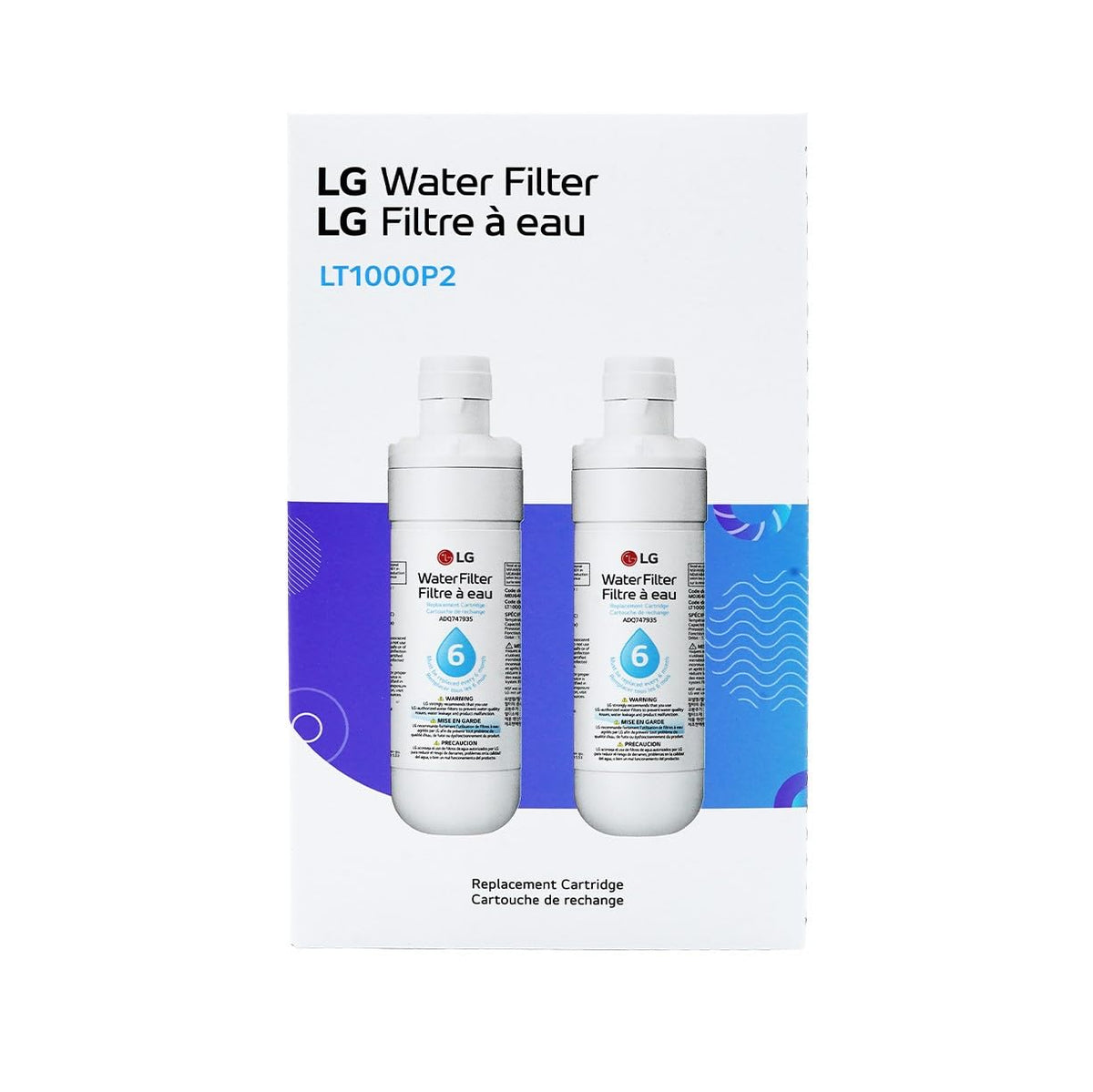 LG LT1000P2 Genuine Replacement Refrigerator Water Filter, 2-Pack (LT1000P/PC/PCS) by LG Canada