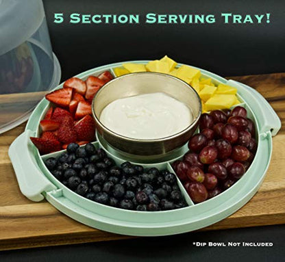 Top Shelf Elements Cake Carrier, Two sided Cake Holder Serves as Five Section Serving Tray, Portable Cake Stand Fits 10 inch Cake, Cake Box Comes With Handle, Stand Holds Pies (Seafoam Green) 🍁 All In One Marketplace Canada