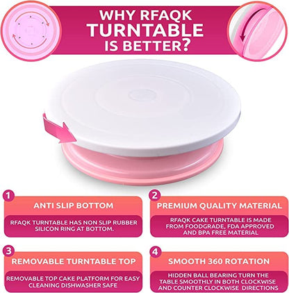 RFAQK 35 PCs Cake Decorating Kit with Cake Turntable -Leveler- Cake Stand with Non slip Base-7 Piping Tips & 20 Bags-Straight & Offset Spatula- Scraper Set-EBook-Cake Decorations & Baking Supplies Set 🍁 All In One Marketplace Canada
