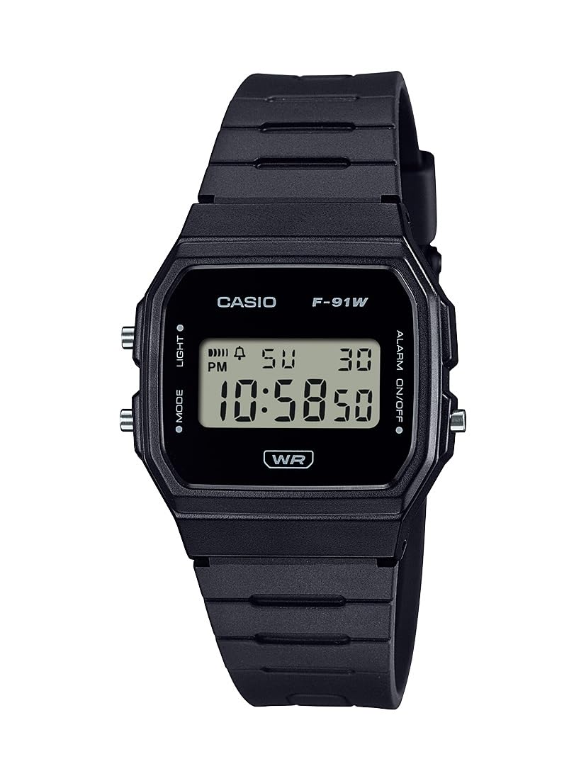 Casio F-91WB Series | Men's Digital Watch | Environmentally Friendly Bio-Based Resin | Alarm | Date Indicator | 7-Year Battery, Black
