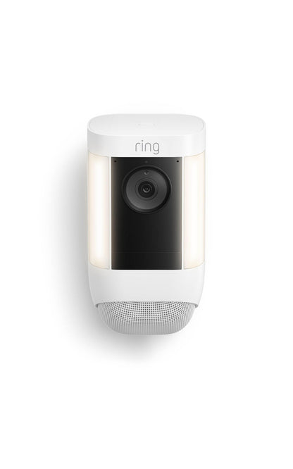 Ring Spotlight Cam Pro, Battery | 3D Motion Detection, Two-Way Talk with Audio+, and Dual-Band Wifi - White