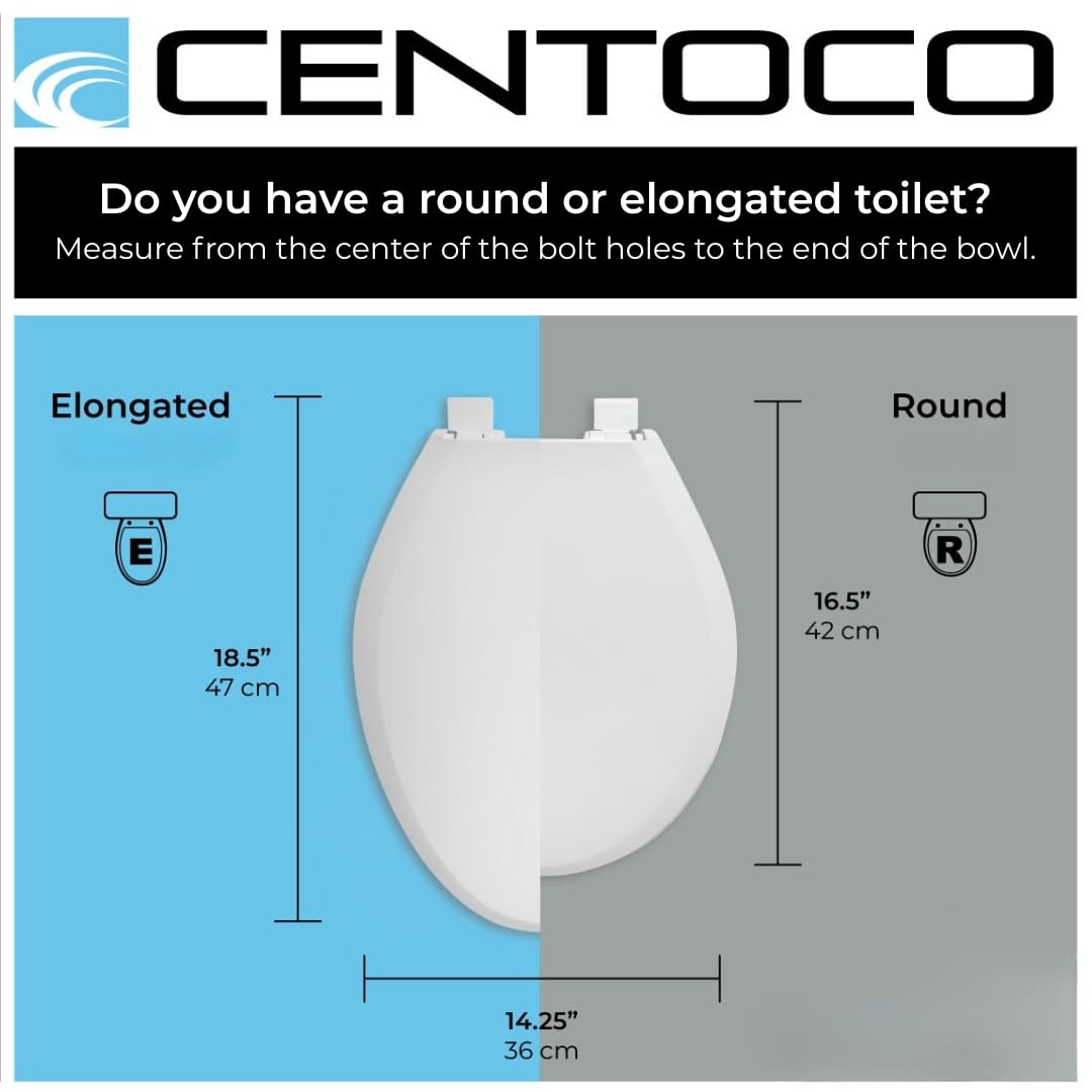 Centoco Round Front Toilet Seat, White (700-001) Centoco