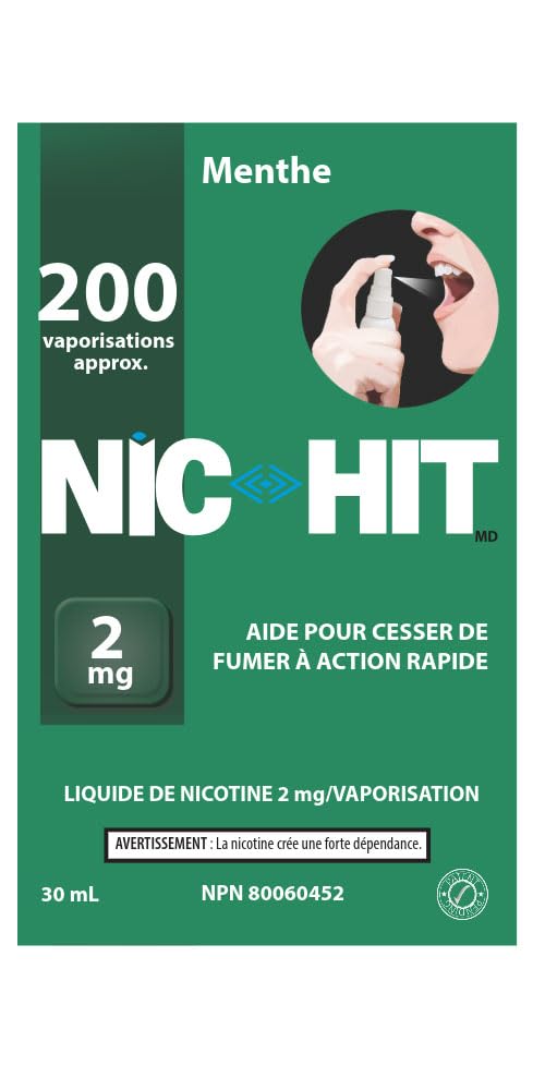 Quit Smoking Aid Nicotine Spray Nic-Hit Mint Flavor 2mg - 200 Sprays - Available at All In One Marketplace Canada