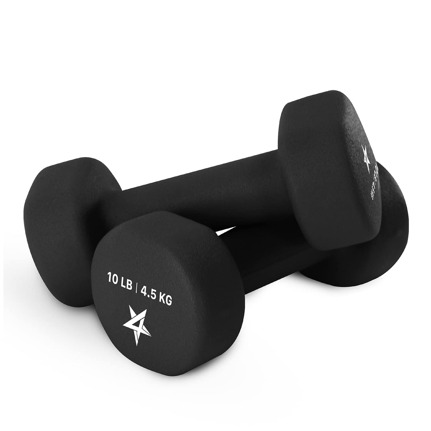 Yes4All Haltère Néoprène, Poids et haltères, Set de poids, Haltères pour femmes, Paire d'haltères, Poids libres (Noir - 10lbs)