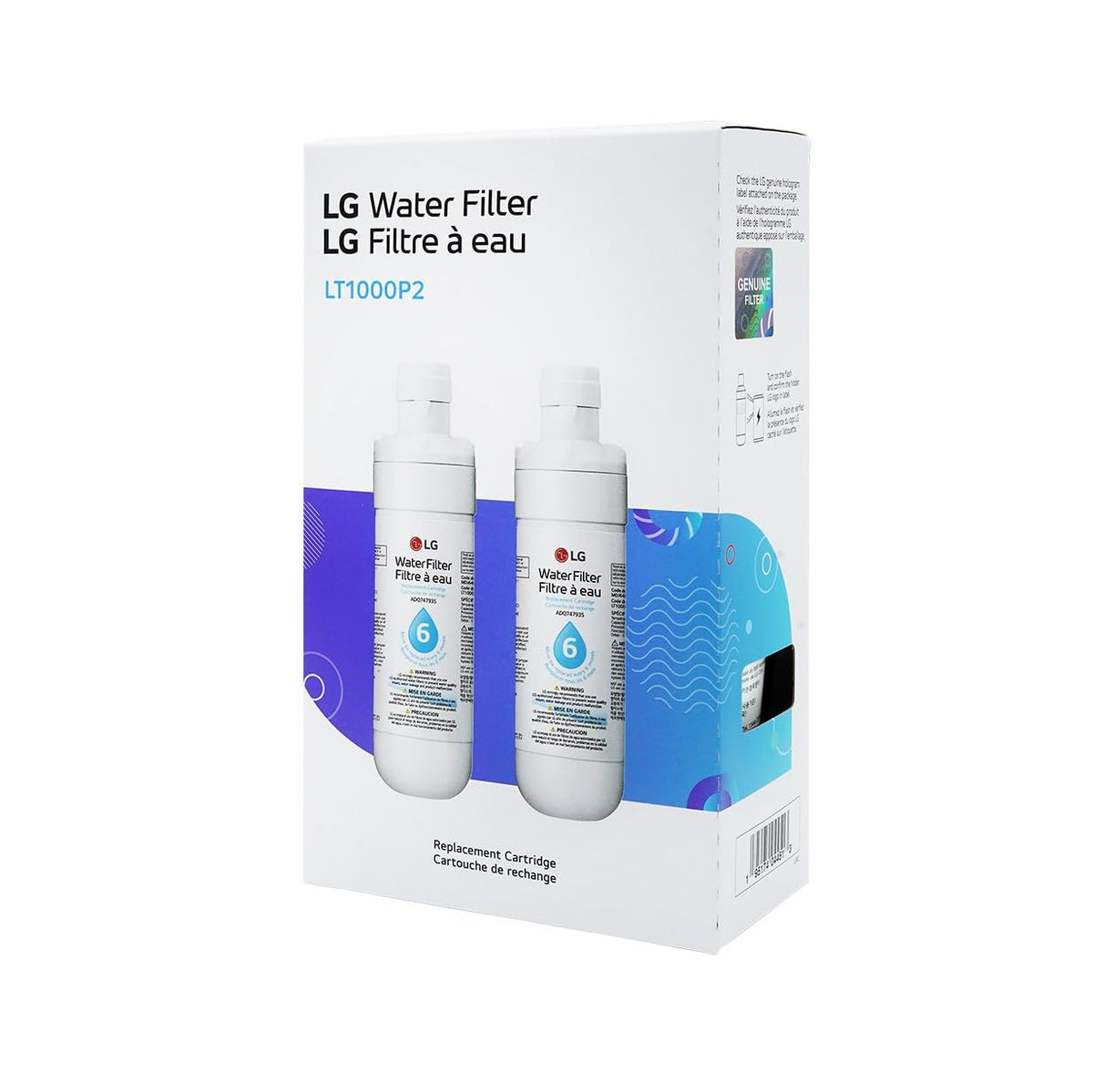 LG LT1000P2 Genuine Replacement Refrigerator Water Filter, 2-Pack (LT1000P/PC/PCS) by LG Canada