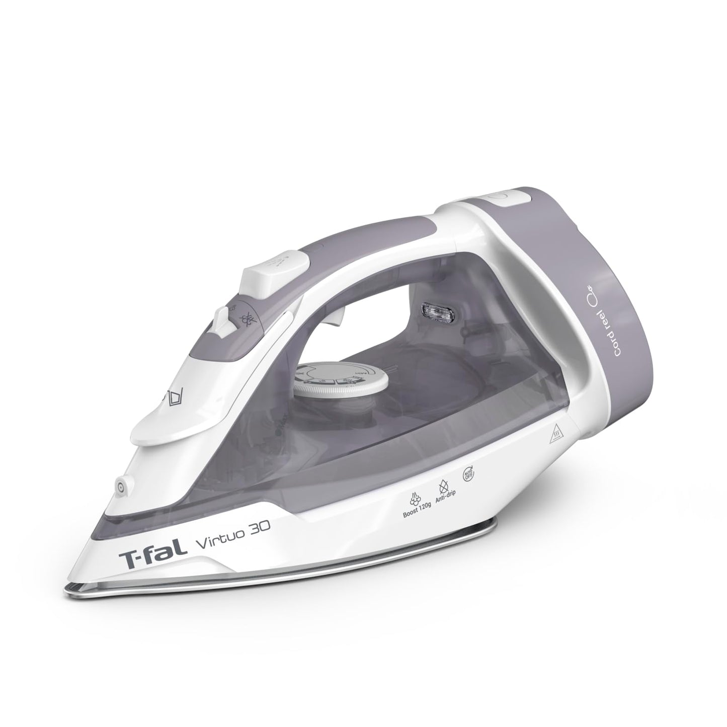 T-Fal Virtuo Steam Iron for Clothes with Retractable Cord, Portable Iron and Steamer for Clothes, Ceramic Nonstick Soleplate, 1500 Watts, Anti-Drip, Auto-Off, Scratch Resistant, Grey - Available at All In One Marketplace Canada