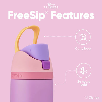 Owala Disney Princess FreeSip Insulated Stainless Steel Water Bottle with Straw for Sports and Travel, BPA-Free Sports Water Bottle, 24 oz, Rapunzel