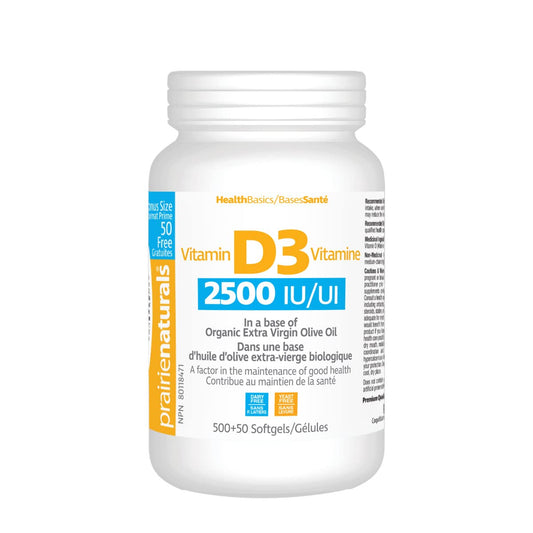 Prairie Naturals Vitamin d3 cholecalciferol 2,500iu softgel, 550 Count - Available at All In One Marketplace Canada