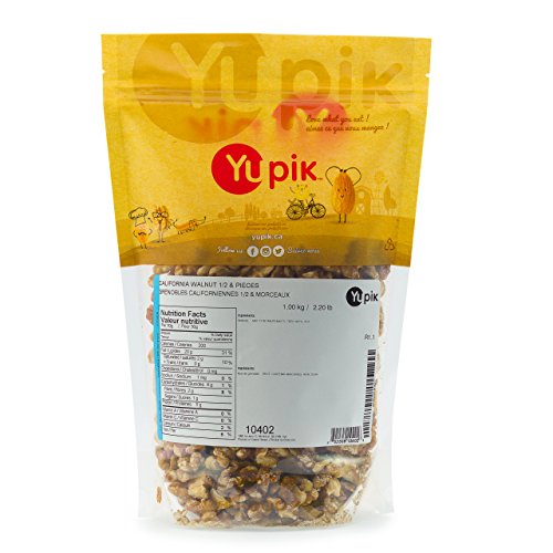 Yupik Raw Walnut Halves & Pieces - 1 kg Bulk Pack | Kosher, Gluten-Free, Vegan