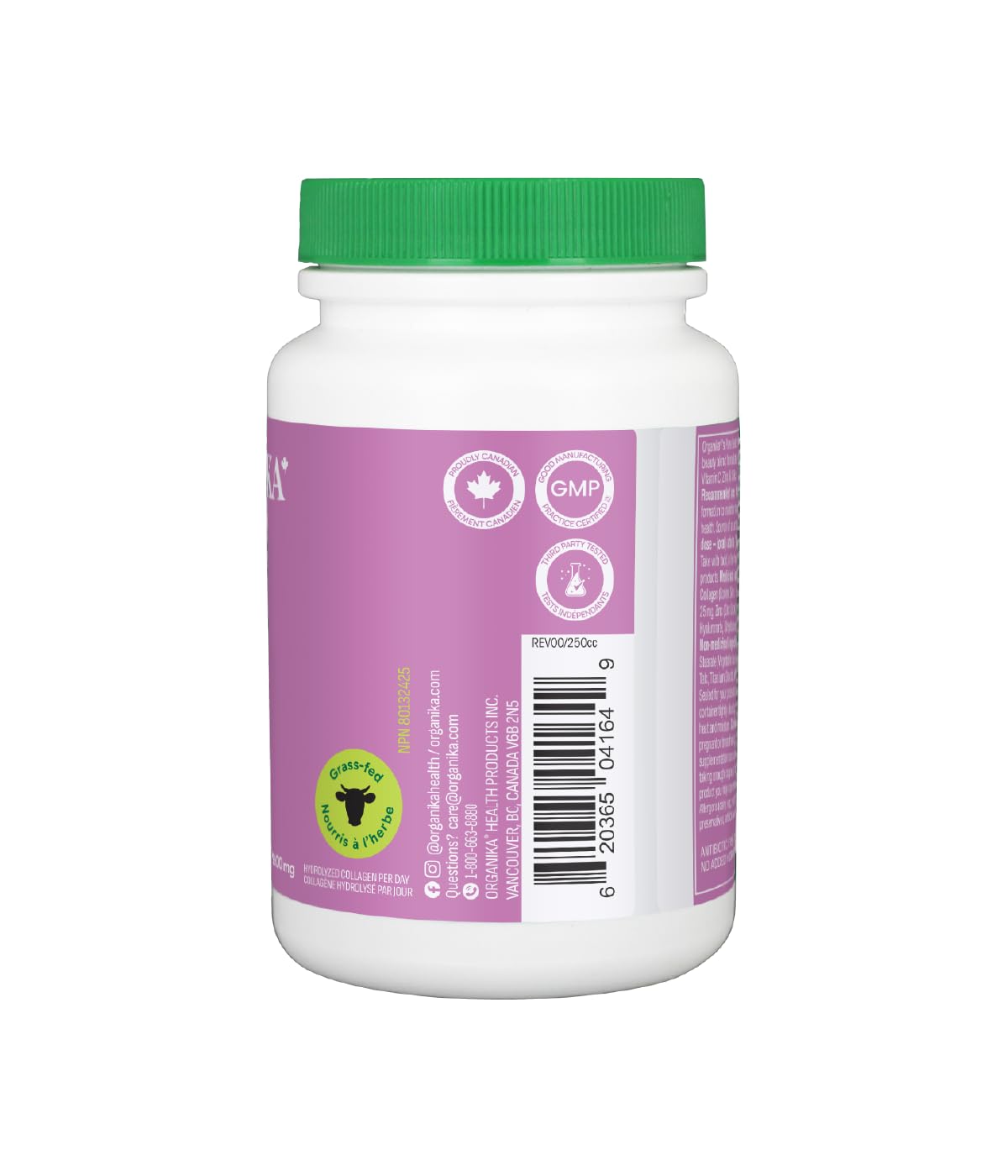 Organika Canadian-Made Enhanced Collagen Pure Beauty Tablets - Combination of Collagen (2600mg), Biotin (125mcg), Hyaluronic Acid, Vitamin C, Zinc, and Silica- 120tabs