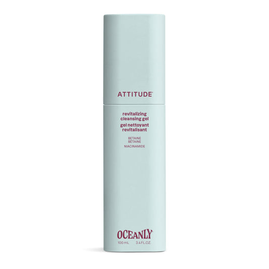 ATTITUDE Revitalizing Cleansing Gel, Gentle Face Wash with Betaine & Niacinamide for Radiant, Healthy-Looking Skin, EWG Verified, Vegan, Unscented, 100 mL