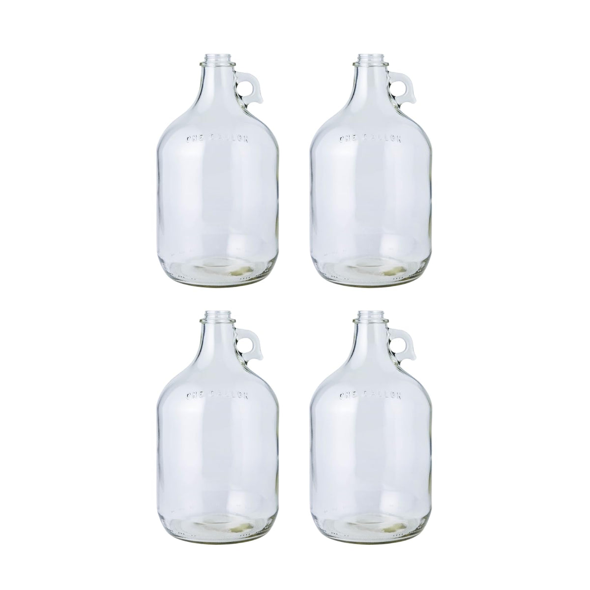 FastRack 1 Gallon Glass Jug, Clear, Pack of 4 | Food Grade – BPA Free for Fermentation, Storage & Brewing | 128 oz Large Glass Jug for Home Brewing, Kombucha, Wine and Beer | NO CAPS Included