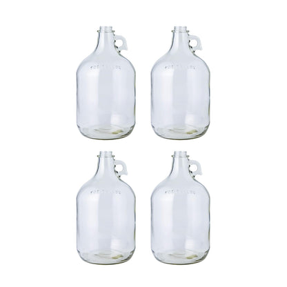FastRack 1 Gallon Glass Jug, Clear, Pack of 4 | Food Grade – BPA Free for Fermentation, Storage & Brewing | 128 oz Large Glass Jug for Home Brewing, Kombucha, Wine and Beer | NO CAPS Included