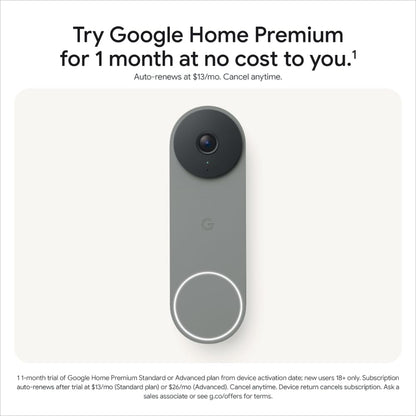 Google Nest Doorbell (Wired, 3rd gen) - 2K Video and Gemini - Hazel - Available at All In One Marketplace Canada