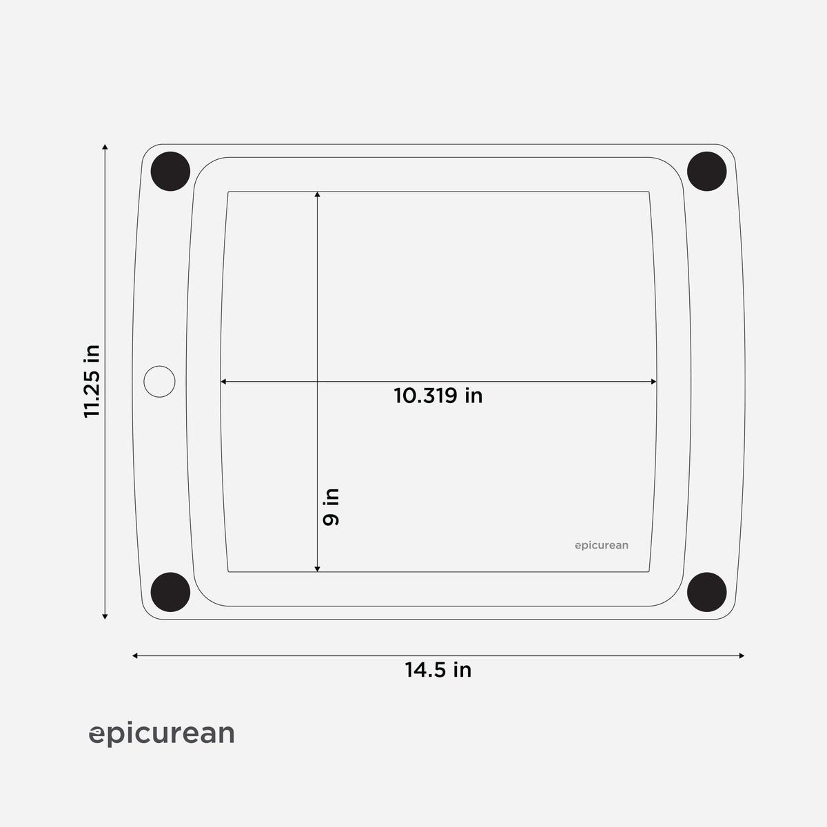 Epicurean All-in-One Cutting Board with Non-Slip Feet and Juice Groove, 14.5" × 11.25", Natural/Black
