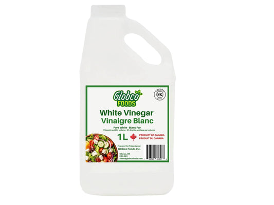 Globco Foods Pure White Vinegar 1L - Allergen-Free & Gluten-Free - No Additives - Ideal for Cooking & Cleaning - Multi-Purpose Cleaner for Kitchen, Bathroom & Laundry - Premium Quality- Made in Canada - Available at All In One Marketplace Canada