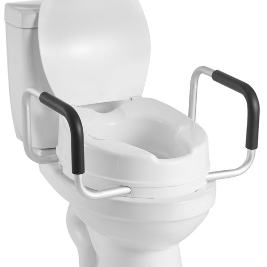 VEVOR Raised Toilet Seat with Arms, 300 lbs Load Capacity, 4-Inch Lift Height, Widened Commode Elevated Toilet Seat Riser with Padded Handles for Seniors, Elderly, Handicap, Disabled, and Adults Use VEVOR