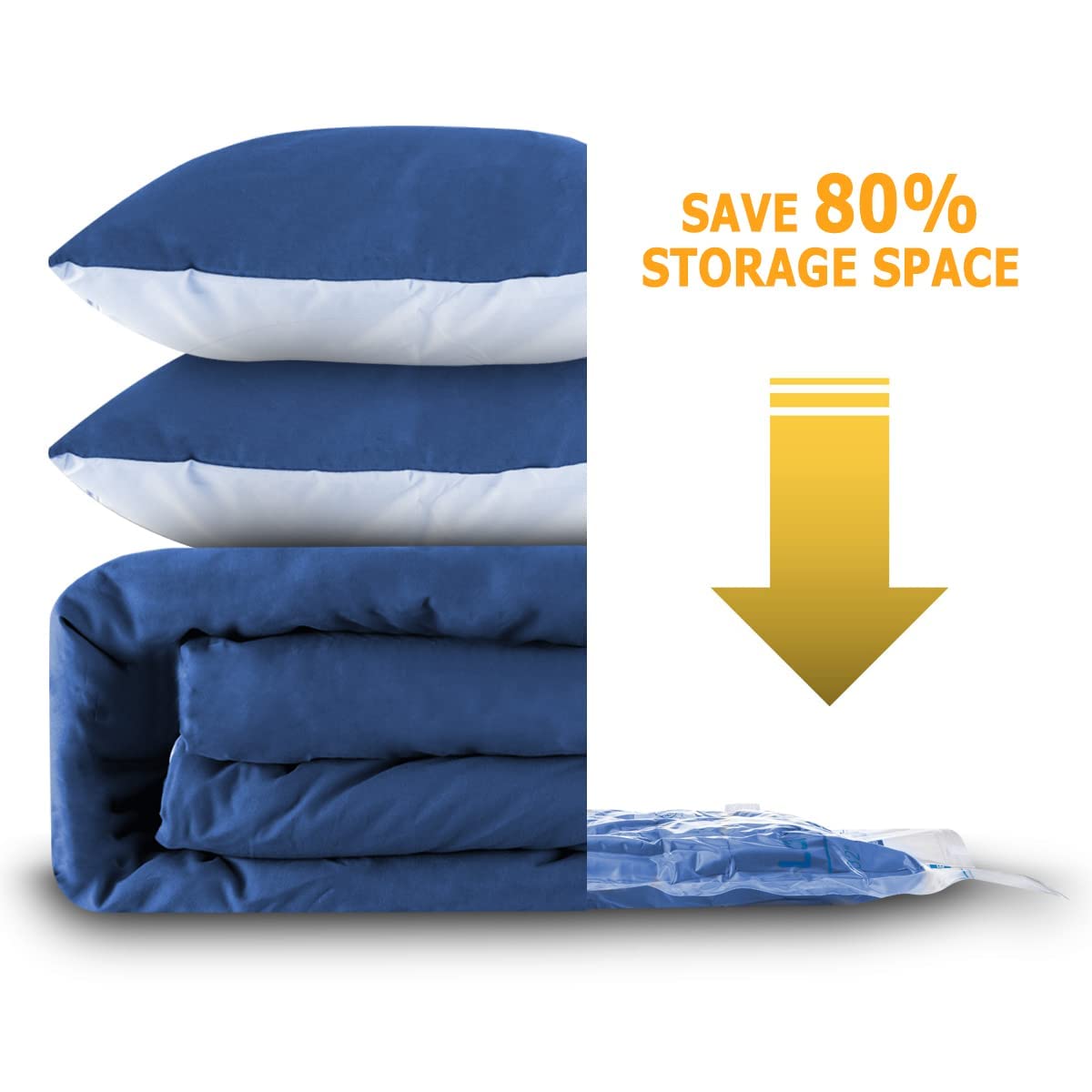 Vacuum Storage Bags 8 Medium, Space Saver Sealer Bags, Airtight Compression Bags for Clothes, Pillows, Comforters, Blankets, Bedding