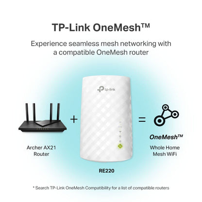 TP-Link AC750 WiFi Extender (RE220) - Covers Up to 1,200 Sq.ft and 20 Devices, Up to 750Mbps, Dual Band WiFi Range Extender, WiFi Booster to Extend Range of WiFi Internet Connection 🍁 All In One Marketplace Canada