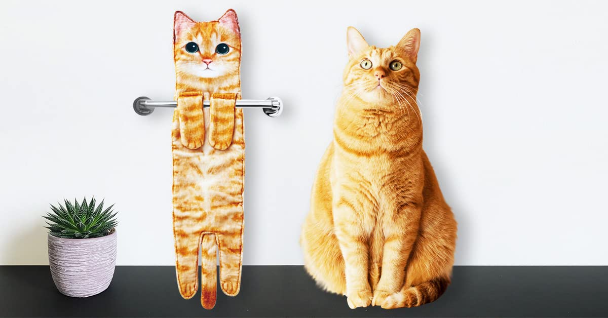 Funny Cat Hand Towels for Bathroom Kitchen, Hanging Decor Gifts for Women 🍁 All In One Marketplace Canada
