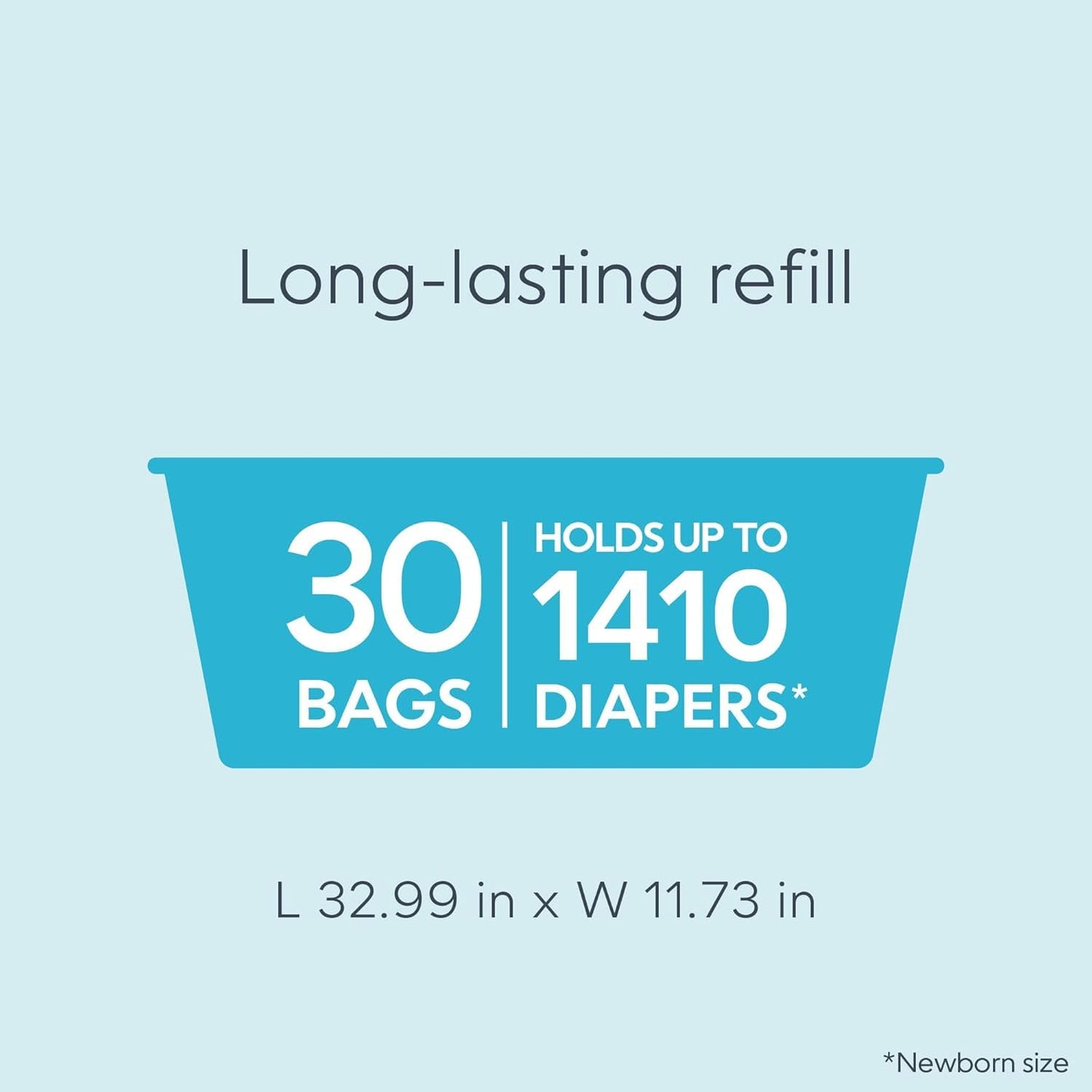 Diaper Genie Easy Roll Refill with 30 Bags - Refill for Diaper Genie Signature, Platinum, Essence Pails - Holds up to 1,410 Newborn Diapers, Blue, 1-Pack