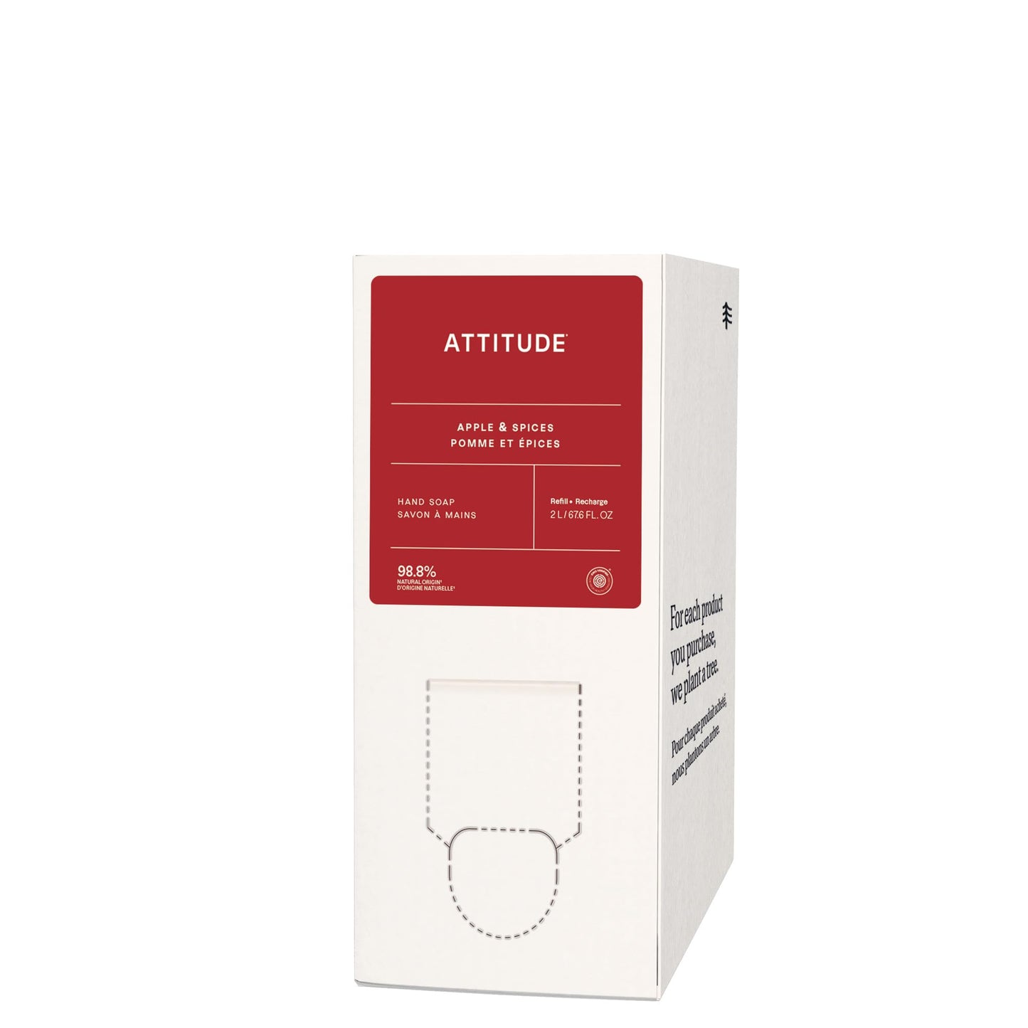 ATTITUDE Liquid Hand Soap Refill, EWG Verified, Made in Canada, Plant and Mineral-Based, Vegan Personal Care Products, Apple & Spices Scent, 2 L 🍁 All In One Marketplace Canada