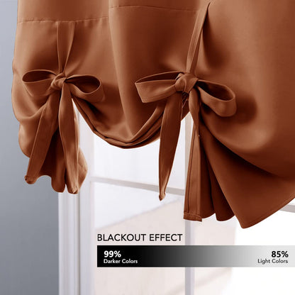NICETOWN Thermal Insulated Short Shades Roman Curtains for Kitchen Tie Up Curtains for The Window Balloon Shades for Small Windows Halloween Decor, 52 x 45 Inch, Burnt Orange, 1 Panel