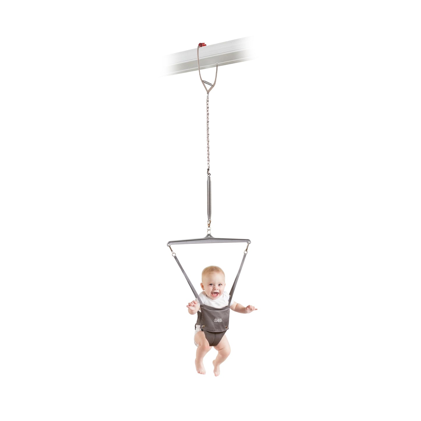 Jolly Jumper ICONIC Doorway Baby Jumper (Grey), Indoor Exercise Saddle Seat, Adjustable Height, for Infants up to 28lbs, No Stand Required Jolly Jumper