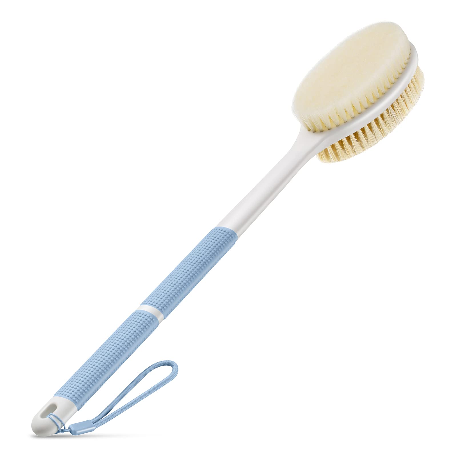 Backski Back Scrubber Anti Slip for Shower,Shower Brush Long Handle with Stiff and Soft Bristles,Body Exfoliator for Bath or Dry Brush(Blue) - Available at All In One Marketplace Canada