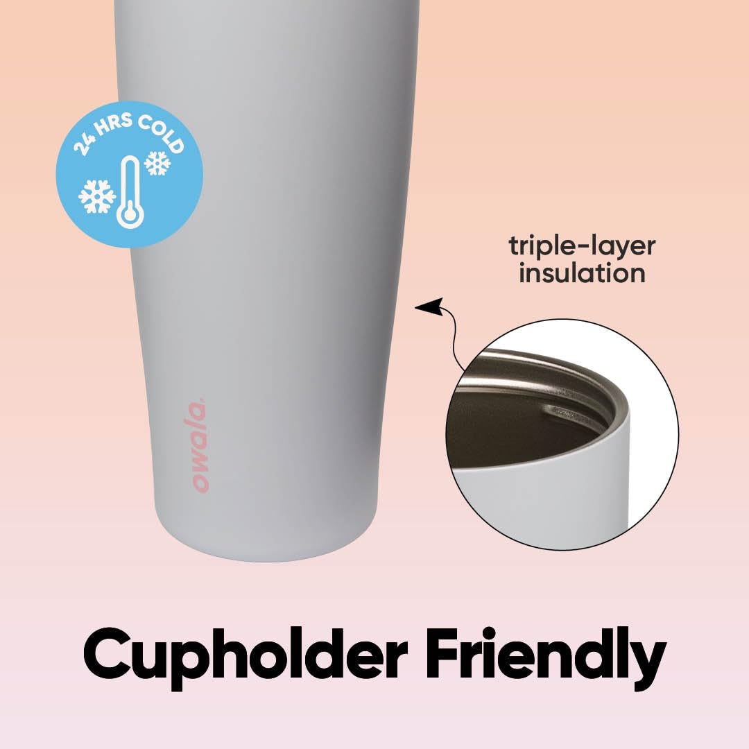 Owala FreeSip Tumbler Insulated Stainless Steel Water Bottle with Built-in Straw and Side Handle, for Travel, Work, School, and Sports, 40oz, BPA Free, Leak Proof, Beach House Owala