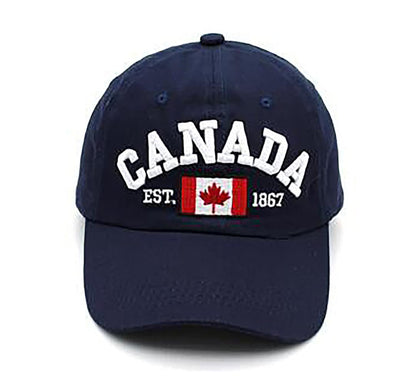 Navy Blue and Red Canada Baseball Cap for Men Women, Canada Day Maple Leaf Flag Embroidered Adjustable Dad Hat Golf Cap Sport Outdoor Fitted Plain Cap